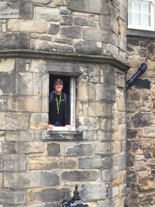 Greg peaking out from the Royal Chambers where the